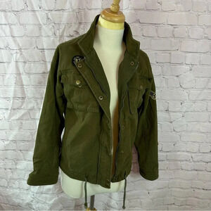 the roaster life co. military inspired olive green jacket sz XS grunge indie